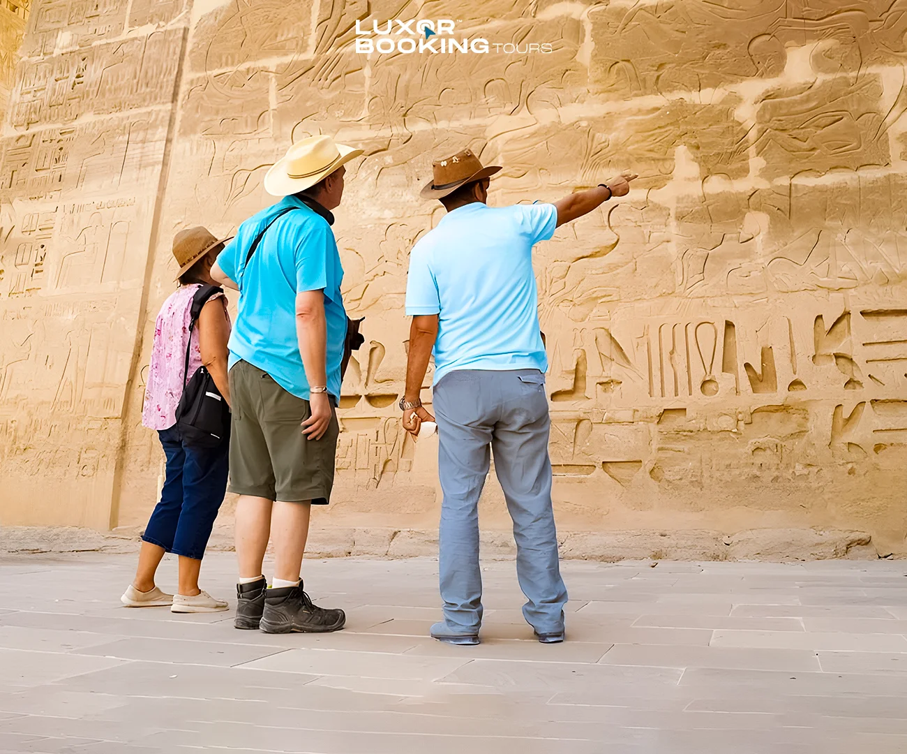 Egyptologist guiding tourists in Luxor temples
