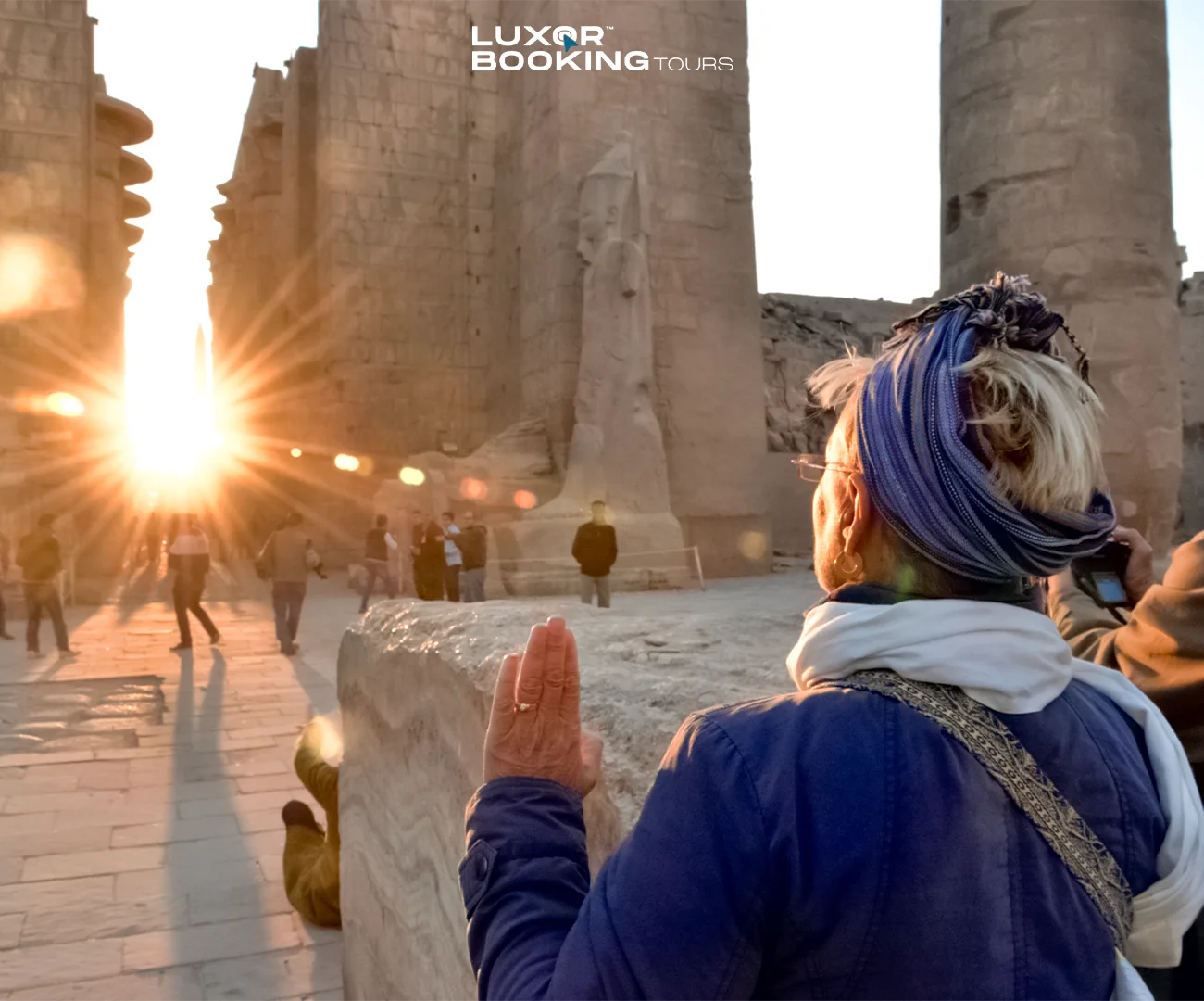 Early morning light over Luxor temples during hot season