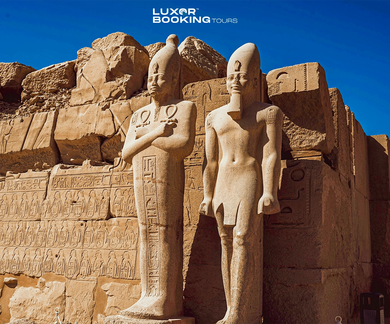 luxor temples under strong sunlight showing hot weather conditions