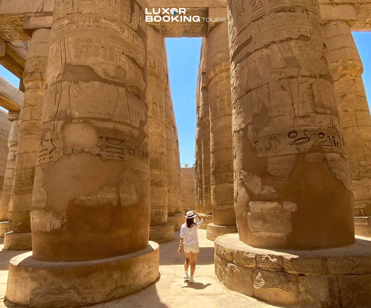 tourists walking safely in Luxor temple area with security presence