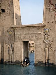 philae temple on nile island surrounded by water in aswan