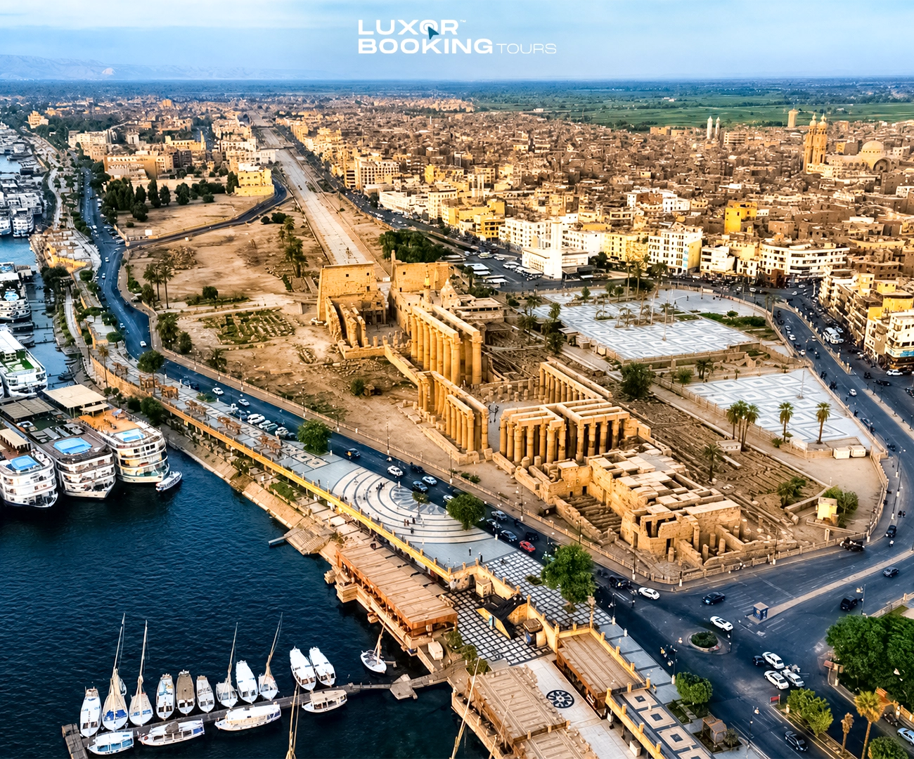 nile river separating east and west bank luxor view