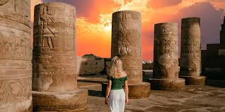 private traveler exploring luxor temple quietly with guide