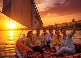 traveler enjoying quiet nile moment during slow travel in upper egypt
