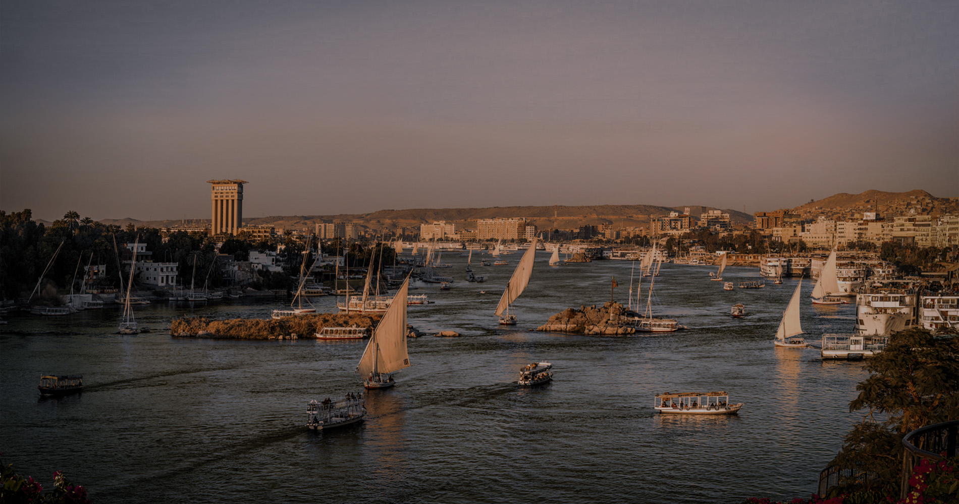 Felucca sailing near Philae Temple in Aswan