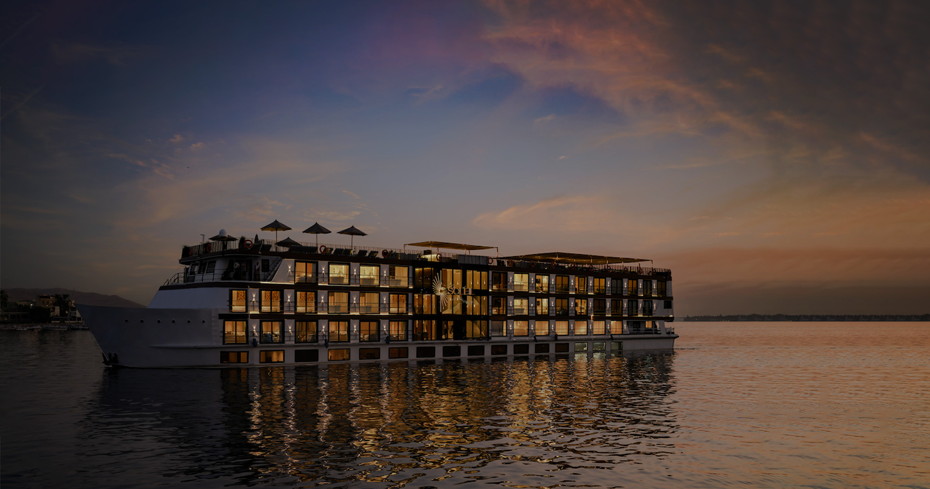 Elegant Nile Cruise ship sailing between Luxor and Aswan